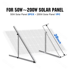 2PCS Solar Panel RV Tilt Mount Brackets Rooftop Flat Surface Adjustable Frame US