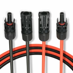 Black+Red 10 AWG Solar Panel Extension Cable Silicone Flexible Wire Connectors
