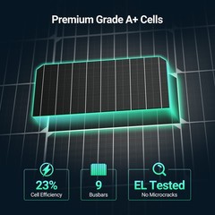 HQST 100W 12V Solar Panel, 9BB, 23% High Efficiency, Grade A+ Cells, IP65