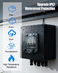 Solar Panel Disconnect Switch, 32A 1000V DC Circuit Breaker Box, 2 String PV …