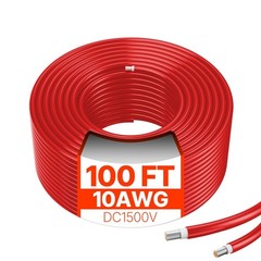 100FT Solar Panel Wire 10AWG Tinned Copper PV Cable, Waterproof XLPE Outdoor Ext
