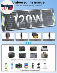 120W Portable Solar Panel 19V, 120W Foldable Solar Panels Kit with Adjustable Ki