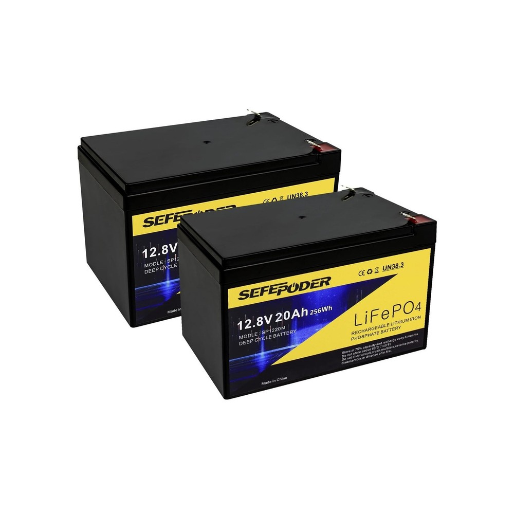SEFEPODER 12V 20Ah Lithium LiFePO4 Deep Cycle Battery 2 Pack, 4000+ Cycles Re…