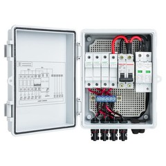 Solar Combiner Box 4-String PV Combiner Box with 10A Circuit Breakers for
