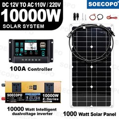 10000W Solar Power System Kit, 12V24V to 110V/220V Inverter Flexible Panel