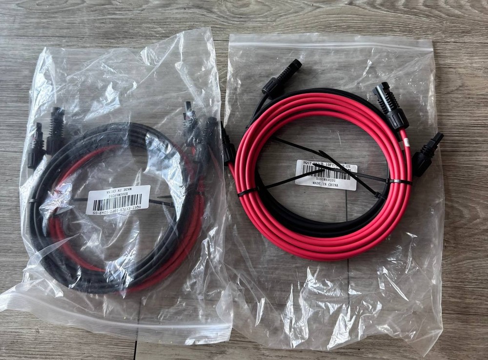 HQST 10FT Solar Panel Extension Cable 12 AWG Red Black Pair Lot of 2 New