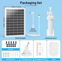 Solar Panel and 2-in-1 Wall Mount for Ring Cam, 6W Solar Charger Compatible with