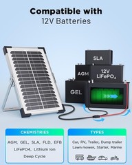 7.5W Solar Battery Maintainer Trickle Charger 12V Waterproof Panel with Smart Co