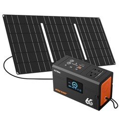 Portable Power Station 135W（270W Peak), Foldable 30W Solar Panel | Gray White