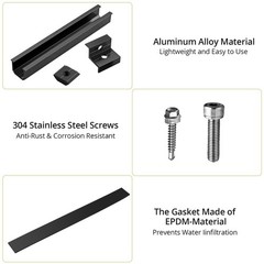 Solar Panel Roof Mounting Kit – 7.87″ Aluminum Rails & Clamps for Easy Installat