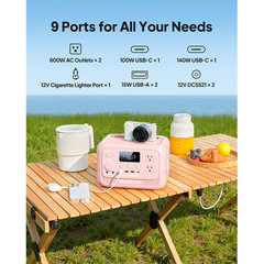 BLUETTI Elite 30 V2 Pink 288Wh 600W Portable Power Station Generator for Camping