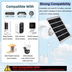 Fast Charging 8W Solar Panel for Bird Feeder Cameras – 360° Adjustable & 2 Pack