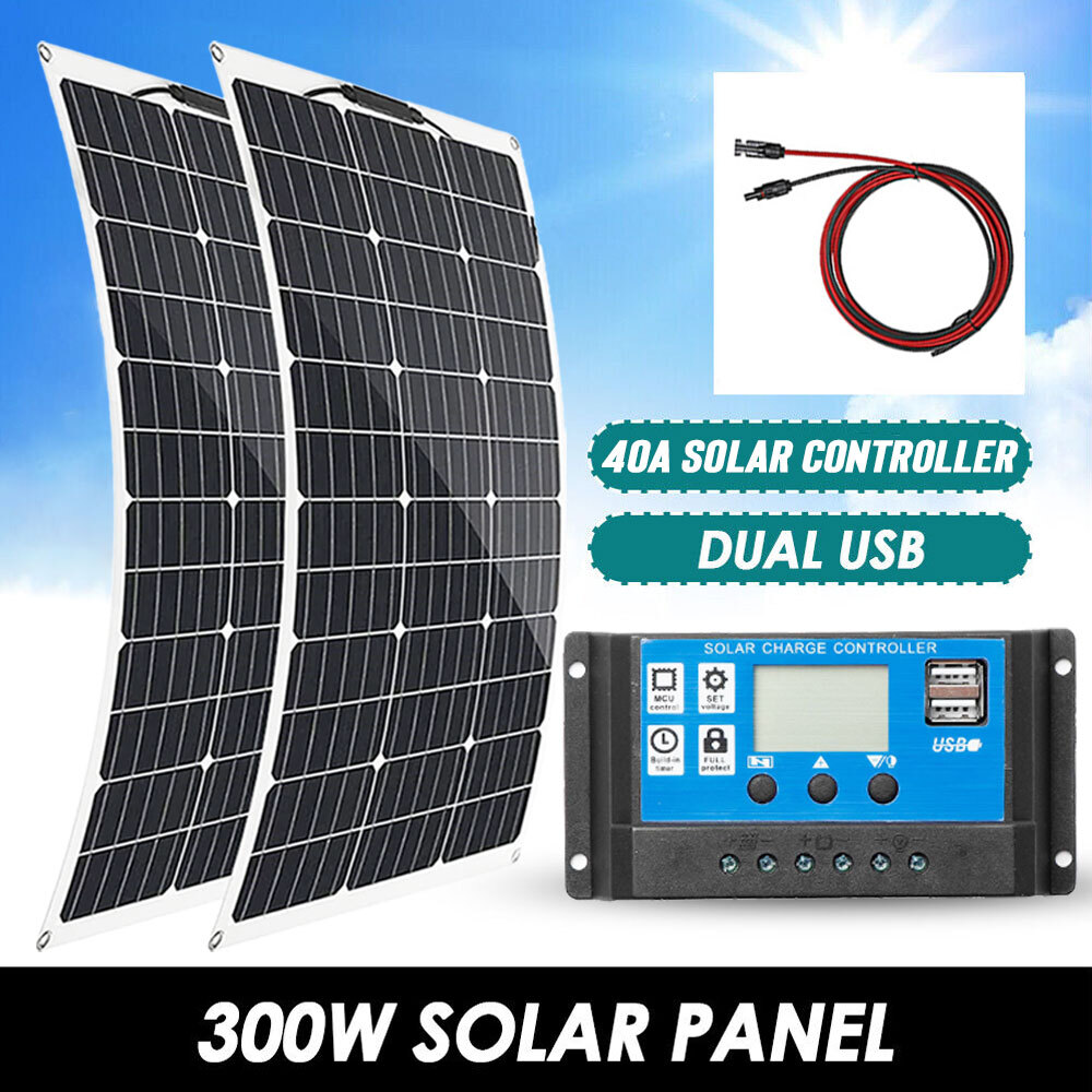 150W 300W Portable Flexible Solar Panel Kit for Car Battery/RV/Garden/Home