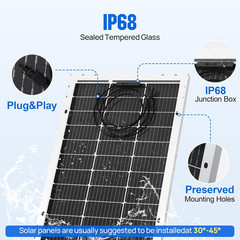 Bifacial 100 Watt 12 Volt Solar Panel Monocrystalline Rigid High-Efficiency PV M