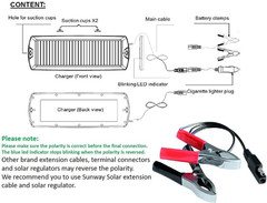 Sunway Solar Car Battery Trickle Charger & Maintainer 12V Solar Panel Power Batt
