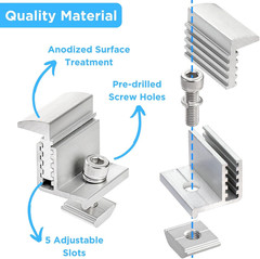 10pcs Solar Panel Mounting Brackets 30-50mm Adjustable, Silver | Aluminum Solar