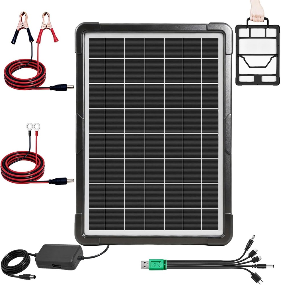 20W Hybrid Solar Battery Charger & Maintainer 12V USB Hub Kit Waterproof