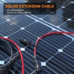 10AWG 60ft Weatherproof Solar Extension Cable with Tinned Copper Connectors