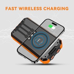Yelomin Solar Power Bank, 49800mAh Portable Charger with Built-In 3 Charging Cab