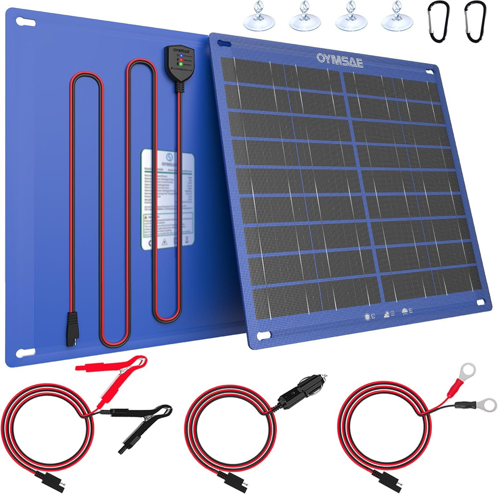 30W Solar Car Battery Charger Portable 12V Trickle Battery Charger & Maintainer