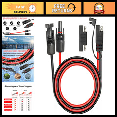 15FT 10AWG Solar Panel SAE Adapter Cable – RV Extension for Battery Charger Kit