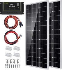 Solar Panel Kit 100 Watt 12 Volt Monocrystalline Off Grid System Homes RV Boat