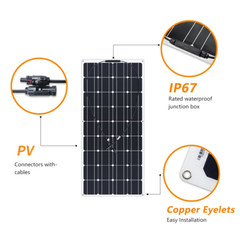 120w Solar panel kit flexible Battery Charger Controller RV Car Caravan panels