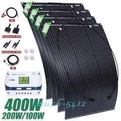 400W 200W Semi-flexible Mono Solar Panel w/ Controller Kit RV Car battery Home