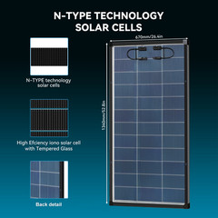 Bifacial Solar Panel 200W 12V Mono N-Type Solar Battery Charging Home Off-Grid