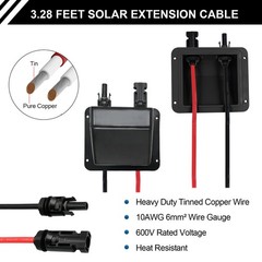 Solar Cable Entry Gland with 10AWG 3.28Ft Solar Extension Cable, UV Resistanc…