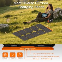 100W Portable Solar Panels Chargers with PD3.0 USB-C,QC3.0 USB-A and DC Outpu…