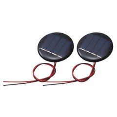 2 Pack 2V 0.08W 40mA Round Mini Solar Panels with Cable