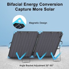 400W 220W 110W Portable Foldable Solar Panel Bifacial for Power Station Outdoor