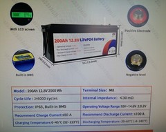 12V 200AH (OLF) LiFePo4 Grade A battery with 100A BMS Built-in, LCD screen