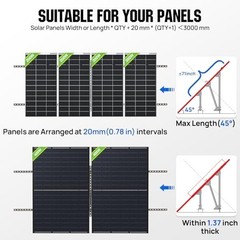 ECO-WORTHY Adjustable Ground Mount Solar Panel Bracket Kit for 4 Panels
