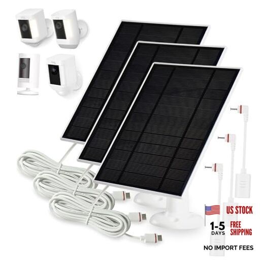 Solar Panel Charger Compatible with Ring Stick Up Cam/Pro,Ring Spotlight 3 Pack