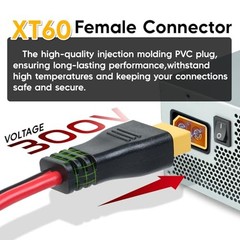 XT60 Connector Cable to Alligator Clip, 12AWG 12V Battery Clamp to 12AWG-2FT