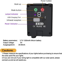 Solar Battery Box for 24V LED String Lights, 1200mAh Lithium Solar Panel with Re
