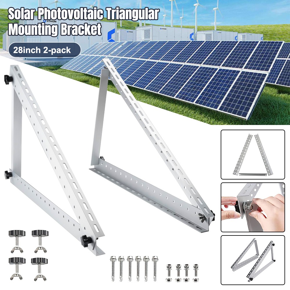 2x 28″ Solar Panel RV Tilt Mount Brackets Kit Roof Flat Surface Adjustable Frame