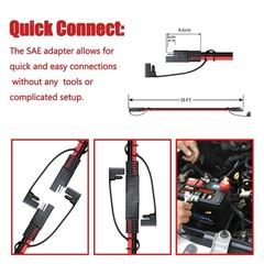 25FT SAE Extension Cable 16AWG – Quick Disconnect Adapter for Solar, RV, Battery