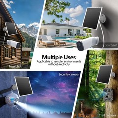 6W Solar Panel for Outdoor Security Camera with Micro USB & USB – C Port, Sol…