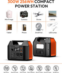 Solar Powered Generator, 300W Portable Power Station with Solar Panel 40W Includ
