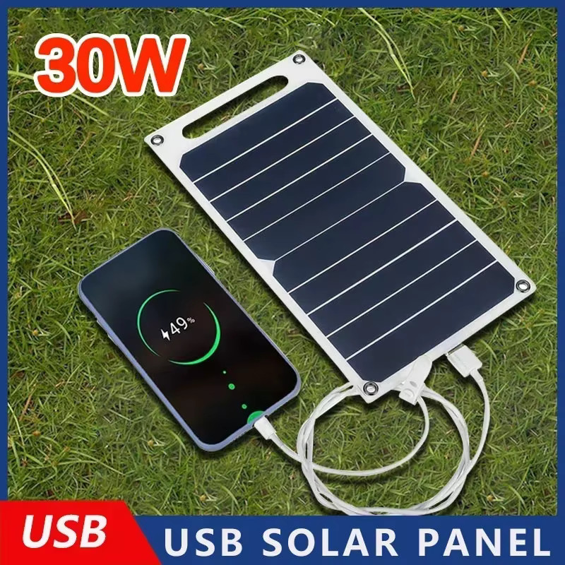 Portable Solar Panel 35W 5V Waterproof USB Charging Phone Compatible