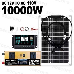 SOECOPO 10000W Solar Power System Kit 12V24V to 110V220V Inverter Flexible Panel