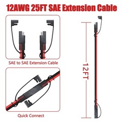25 Feet SAE to SAE Extension Cable 12AWG,12 Gauge SAE Adapter Cable,SAE Ports…