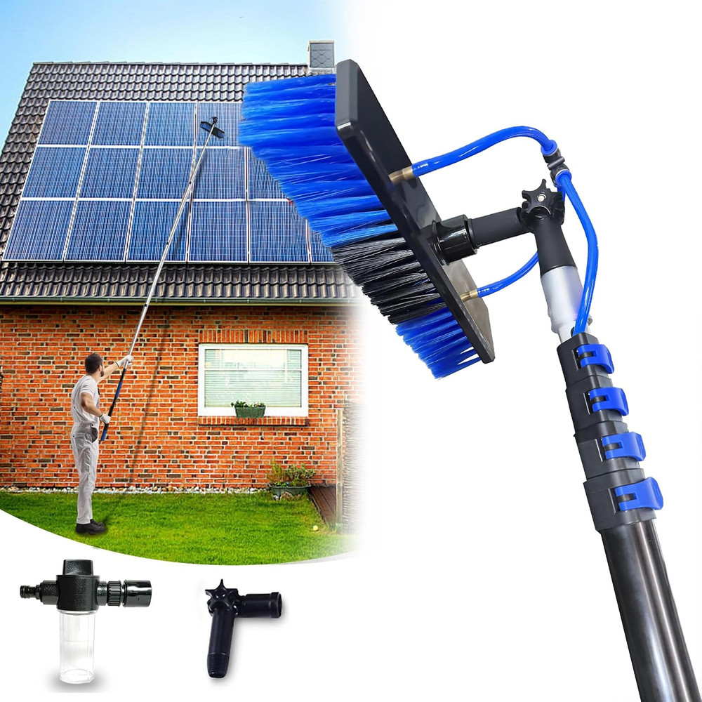 20FT Solar Panel Cleaning Kit with Telescopic Pole & Soap Dispenser, Water Fed S