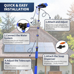 20FT Water Fed Solar Panel Cleaning Kit, Telescopic Solar Panel Cleaning Brush w