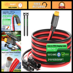 10FT Solar XT60 Extension Cable 12AWG Connector for Portable Power Stations, RVs