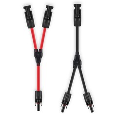 Solar Connectors Y Branch Parallel Adapter 10AWG Cable for Solar Panels Red &