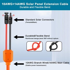 MOOKEERF 75FT Solar Panel Extension Cable 10AWG+14AWG Waterproof Connectors for